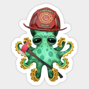 Cute Baby Octopus Firefighter Sticker